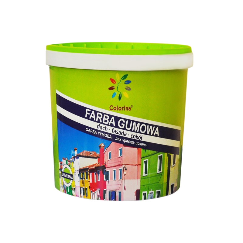 Фарба COLORINA гумова, акрилова, мат зелений, RAL 6005, 12кг